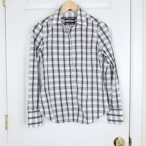 Club Monaco Plaid Button Up Dress Shirt Career Top